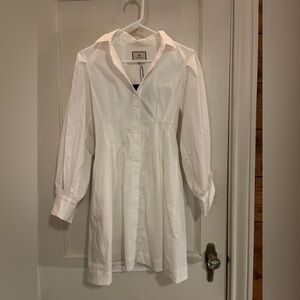 Tuckernuck Corrine White Long-Sleeve Shirt Dress, XS